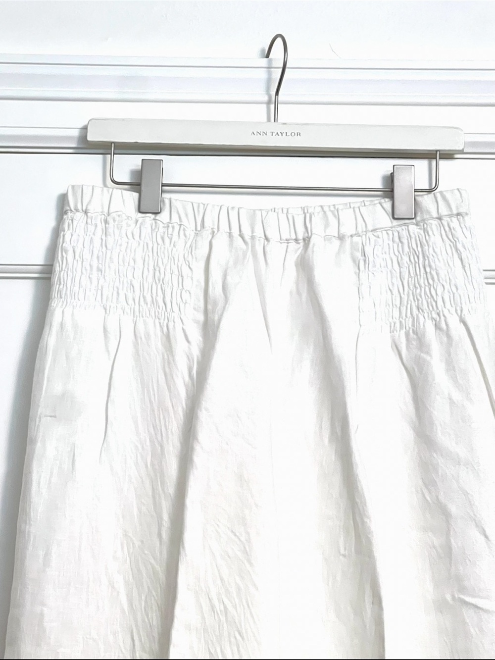 Sigrid Olsen White Wide-Leg Smocked-Waist Pants - Picture 10 of 12